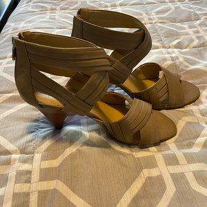 Bruce Makowsky, Leather Sandal, Taupe, Size 10